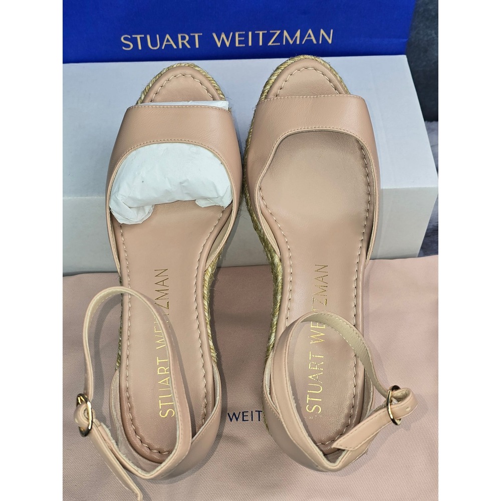 NWB Stuart Weitzman Leather Nudistia‎ Espadrille Wedge Women Size 9.5 - Picture 4 of 6
